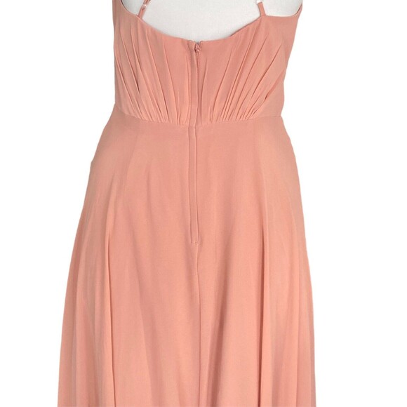 DAVID'S Bridesmade Formal Gown Size 2 Pink Chiffon 100% polyester A Line V Neck - Picture 5 of 9